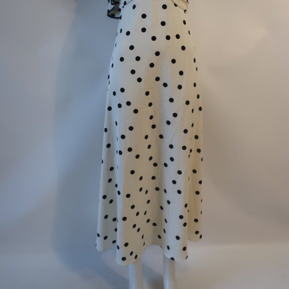 NWT Womens Benaar Natalie Ivory Black Polka Dot One Shoulder Paris Midi Dress S - Picture 9 of 15